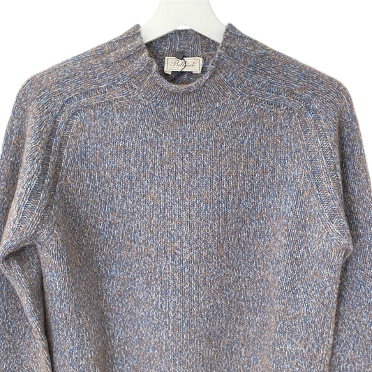 Maglia melangiata da Uomo con collo a vulcano. Colori blu e beige disponibili. Composizione Lana e Alpaca, Made in Italy. Realizzato con tessuti di alta qualità, Scopri eleganza e qualità di questo prodotto nella storica maglieria di lusso Bellandi dal 1952, negozio fisico a Viareggio.